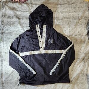 Victoria's Secret PINK Black and White Half-Zip Hooded Anorak Windbreaker Jacket